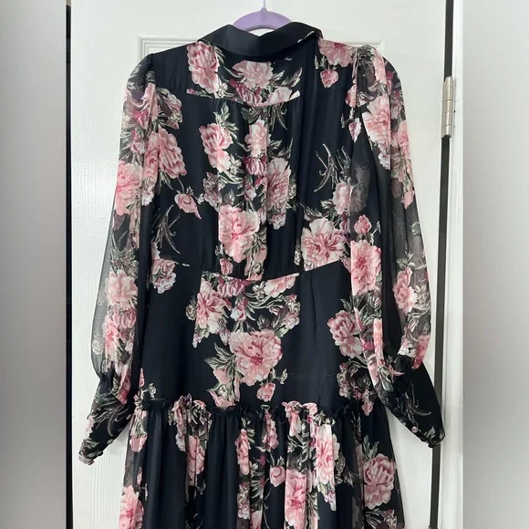 Bardot Floral Print Long Sleeve Chiffon Dress size 6 - Picture 12 of 13